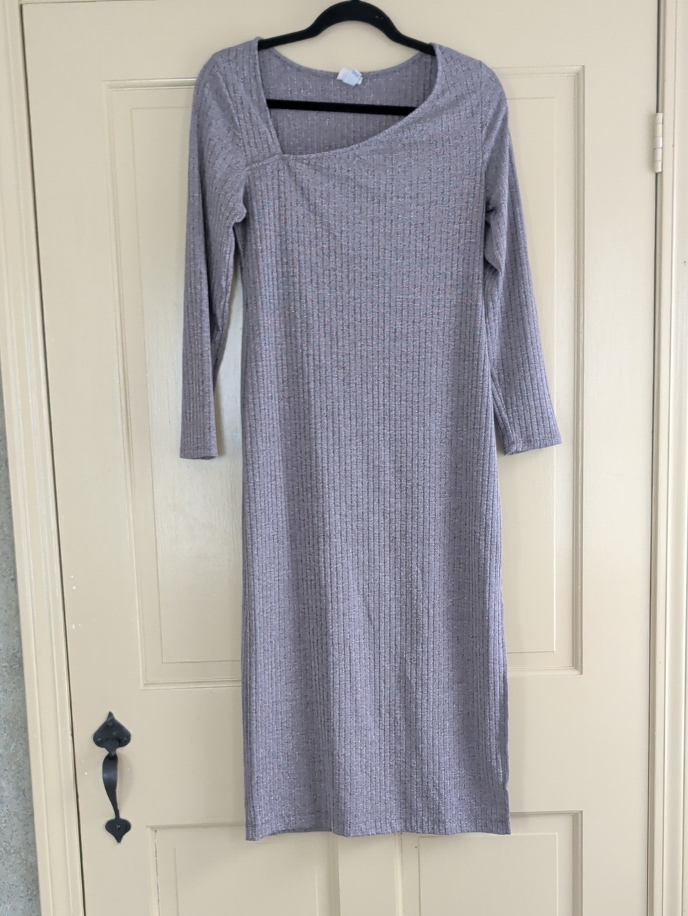 a new day Lavender-Gray Ribbed Knit Long Sleeve Midi Dress